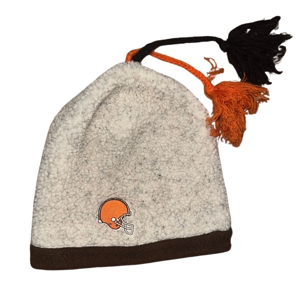 Vintage NFL Game Day Cleveland Browns Tan Popcorn Beanie Hat